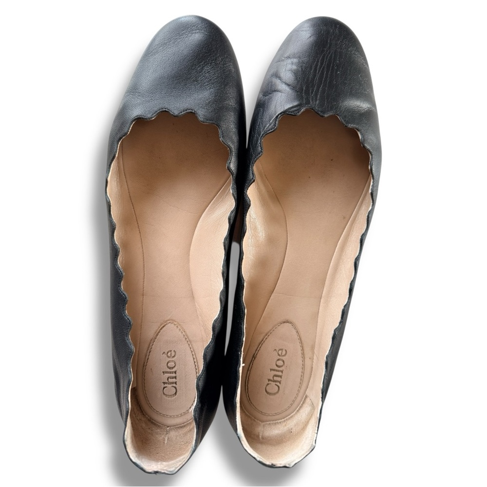 Chloé Lauren Leather Ballet Flats Shoes in Black Size 39.5 US 9 - Picture 4 of 8